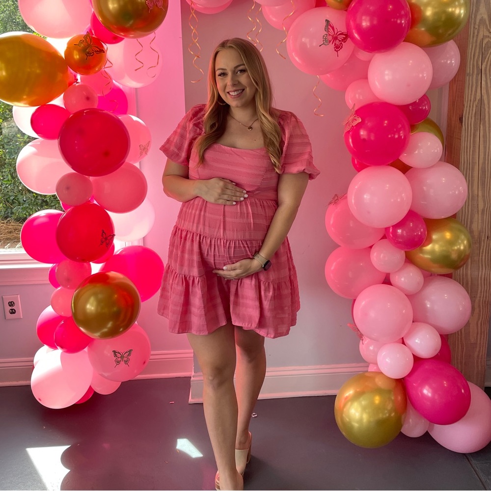 Bow Tie Back Puff Sleeve Dress